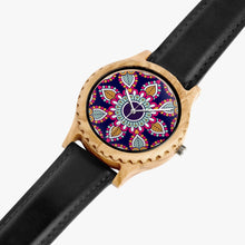 Load image into Gallery viewer, Ti Amo I love you - Exclusive Brand - Dotted Leaf Pattern - Womens Designer Italian Olive Wood Watch - Leather Strap
