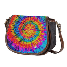 Load image into Gallery viewer, Ti Amo I love you - Exclusive Brand - Rainbow Tie-Dye - PU Leather Flap Saddle Bag
