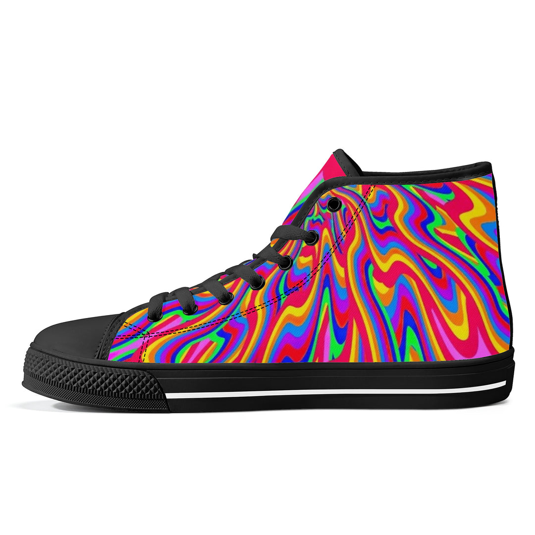 Ti Amo I love you - Exclusive Brand - Rainbow - High-Top Canvas Shoes - Black Soles