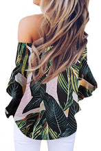 Load image into Gallery viewer, Tied Printed Off-Shoulder Half Sleeve Blouse
