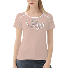 Load image into Gallery viewer, TI Amo I love you - Exclusive Brand - Light Rose Fog - Double White Heart - Women&#39;s T shirt
