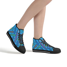 Load image into Gallery viewer, Ti Amo I love you - Exclusive Brand - Medium Cyan Blue - Deco Dots - High-Top Canvas Shoes - Black Soles
