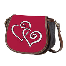 Load image into Gallery viewer, Ti Amo I love you - Exclusive Brand - Cardinal - Double White Heart - Saddle Bag
