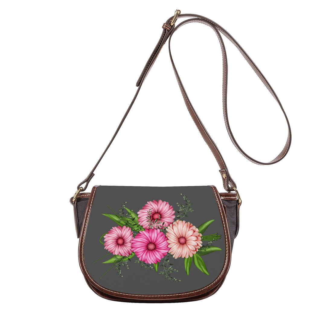 Ti Amo I love you - Exclusive Brand - Davy's Grey - Pink Floral - Saddle Bag