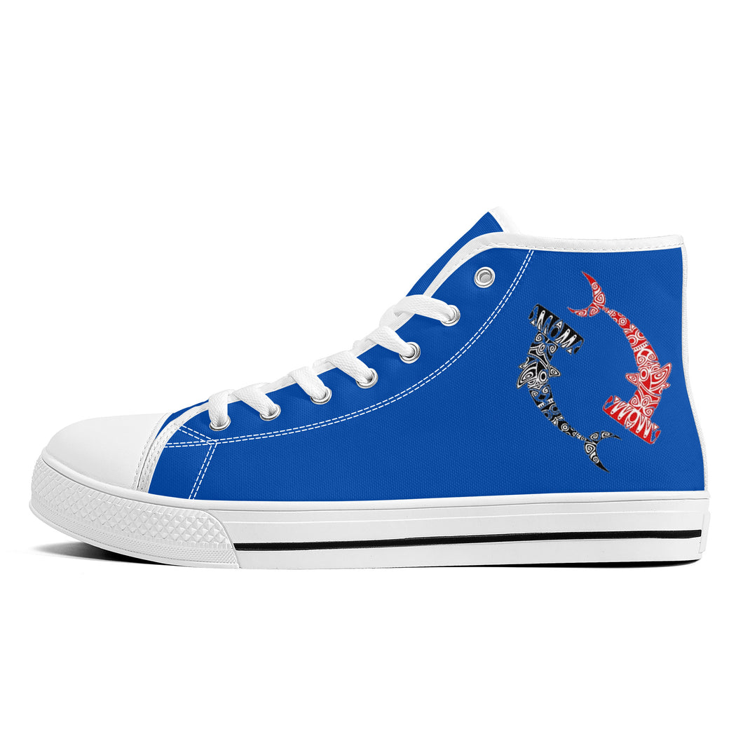 Ti Amo I love you - Exclusive Brand - Hammerhead Sharks - Womens  High-Top Canvas Shoes - White Soles