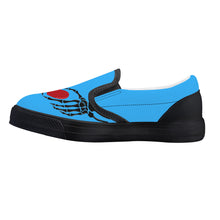 Load image into Gallery viewer, Ti Amo I love you - Exclusive Brand - Medium Cyan Blue - Skeleton Hands with Heart  - Kids Slip-on shoes - Black Soles
