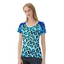 Load image into Gallery viewer, Ti Amo I love you - Exclusive Brand  - Curious Blue / Bright Turquoise  / Ice Cold Leopard - Women&#39;s T shirt
