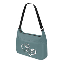 Load image into Gallery viewer, Ti Amo I love you - Exclusive Brand - Light Blue Haze - Double White Heart - Journey Computer Shoulder Bag
