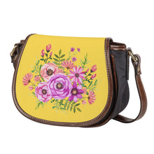 Load image into Gallery viewer, Ti Amo I love you - Exclusive Brand - Mustard Yellow - Floral Bouquet - Saddle Bag
