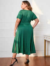 Load image into Gallery viewer, Womens Plus Size - Short Sleeve Surplice Neck Midi Dress - Sizes 1XL-4XL
