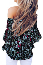 Load image into Gallery viewer, Tied Printed Off-Shoulder Half Sleeve Blouse
