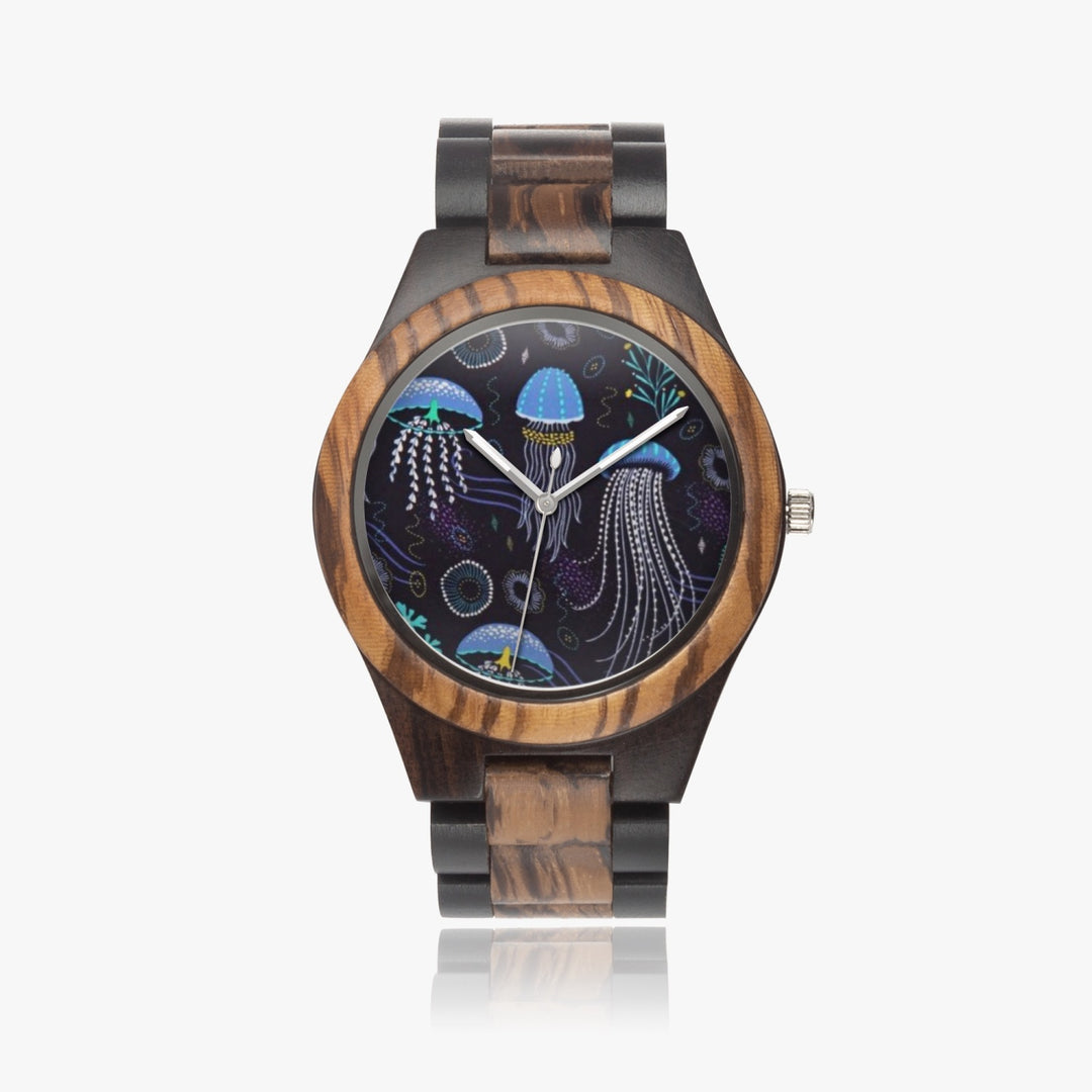 Ti Amo I love you - Exclusive Brand - Jellyfish - Unisex Designer Indian Ebony Wood Watch 45mm