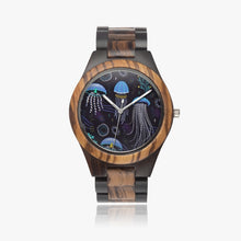 Load image into Gallery viewer, Ti Amo I love you - Exclusive Brand - Jellyfish - Unisex Designer Indian Ebony Wood Watch 45mm
