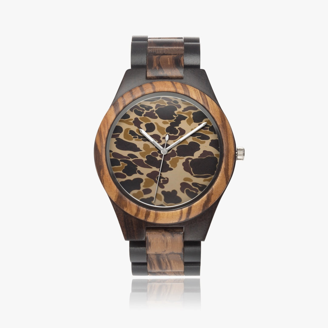 Ti Amo I love you - Exclusive Brand - Brown Camouflage - Mens Designer Indian Ebony Wood Watch 45mm