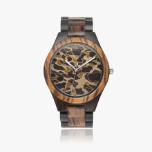 Load image into Gallery viewer, Ti Amo I love you - Exclusive Brand - Brown Camouflage - Mens Designer Indian Ebony Wood Watch 45mm
