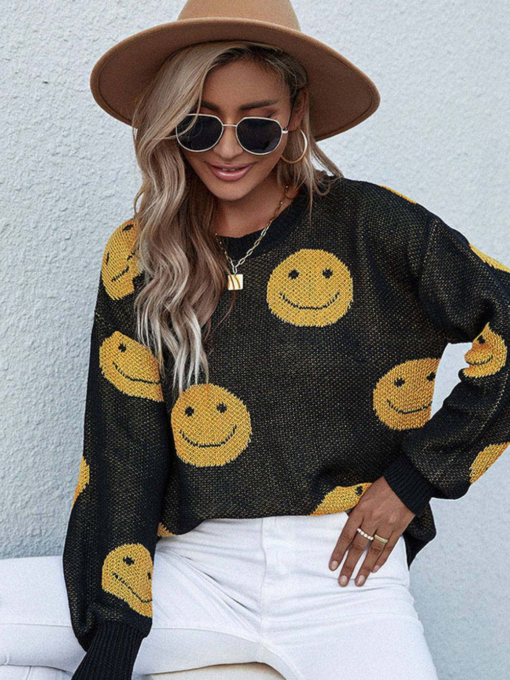 Smiley Face Sweater - Sizes S-L
