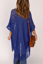 Load image into Gallery viewer, Openwork Open Front Cardigan with Fringes
