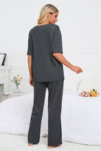 Load image into Gallery viewer, Slit Round Neck Top and Pants Lounge Set
