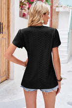 Load image into Gallery viewer, 6 Colors - Eyelet V-Neck Petal Sleeve T-Shirt
