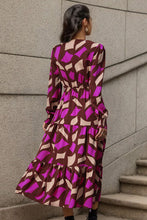 Load image into Gallery viewer, Printed Tied Pocketed Lantern Sleeve Dress
