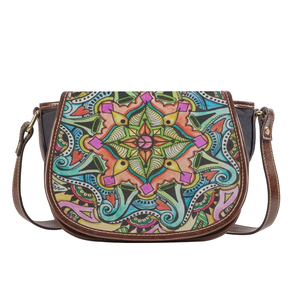 Ti Amo I love you - Exclusive Brand - Colorful Pattern - PU Leather Flap Saddle Bag One Size
