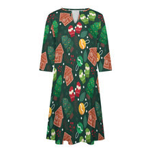 Load image into Gallery viewer, Ti Amo I love you - Exclusive Brand - 10 Styles -  Winter Christmas Patterns - 7-point Sleeve Dresses - Sizes S-5XL
