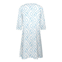 Load image into Gallery viewer, TI Amo I love you - Exclusive Brand  - White with Aqua Diamonds - 7-point sleeve dress - Sizes S-5XL
