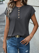 Load image into Gallery viewer, Half Button Round Neck T-Shirt
