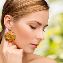 Load image into Gallery viewer, Ti Amo I love you - Exclusive Brand - Multicolor - Geometric Round Wooden Earrings
