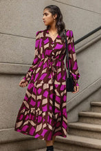 Load image into Gallery viewer, Printed Tied Pocketed Lantern Sleeve Dress
