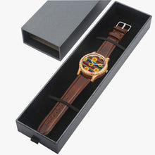 Load image into Gallery viewer, Ti Amo I love you - Exclusive Brand - Leopard &amp; Sunflowers - Womens Designer Italian Olive Wood Watch - Leather Strap
