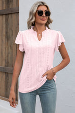 Load image into Gallery viewer, Eyelet Notched Flutter Sleeve T-Shirt
