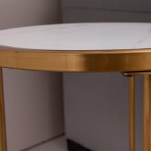 Load image into Gallery viewer, Sintered Stone Round Side/End Table with Golden Stainless Steel Frame
