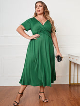 Load image into Gallery viewer, Womens Plus Size - Short Sleeve Surplice Neck Midi Dress - Sizes 1XL-4XL
