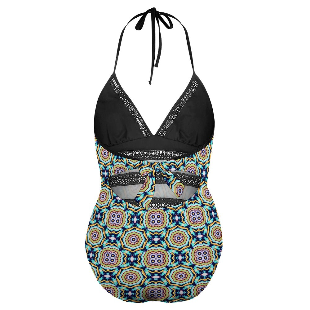 Ti Amo I love you - Exclusive Brand - Geometric Pattern - Plus Size Swimsuit
