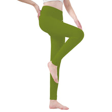 Load image into Gallery viewer, Ti Amo I love you - Exclusive Brand  - Wasabi - White Daisy -  Yoga Leggings
