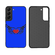 Load image into Gallery viewer, Ti Amo I love you - Exclusive Brand - Blue Blue Eyes - Skeleton Hands with Heart - Samsung Galaxy S22 Glass Case
