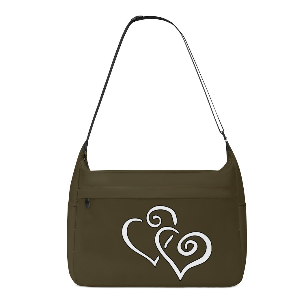 Ti Amo I love you - Exclusive Brand  - Lisbon Brown - Double White Heart - Journey Computer Shoulder Bag