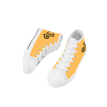 Load image into Gallery viewer, Ti Amo I love you - Exclusive Brand - Light Orange - Double Black Heart - Kids High Top Canvas Shoes
