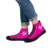 Load image into Gallery viewer, Ti Amo I love you - Exclusive Brand  - Hollywood Cerise - Angry Fish - High Top Canvas Shoes - Black  Soles
