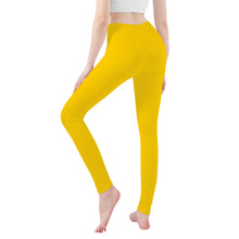 Load image into Gallery viewer, Ti Amo I love you - Exclusive Brand  - Tangerine Yellow -  White Daisy -  Yoga Leggings
