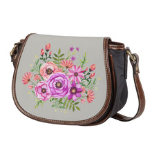 Load image into Gallery viewer, Ti Amo I love you - Exclusive Brand - Harbor Gray - Floral Bouquet - Saddle Bag
