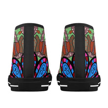 Load image into Gallery viewer, Ti Amo I love you - Exclusive Brand - Cement, Curious Blue, De York, Cerise, Thunderbird Floral Pattern - High-Top Canvas Shoes - Black Soles
