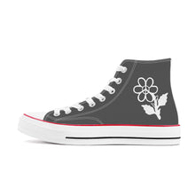 Load image into Gallery viewer, Ti Amo I love you - Exclusive Brand  - Davy&#39;s Grey - White Daisy - High Top Canvas Shoes - White Soles
