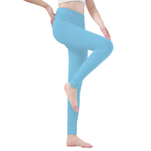 Load image into Gallery viewer, Ti Amo I love you - Exclusive Brand  - Baby Blue -  White Daisy -  Yoga Leggings
