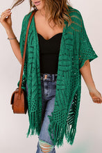 Load image into Gallery viewer, Openwork Open Front Cardigan with Fringes
