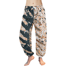 Load image into Gallery viewer, Ti Amo I love you  - Exclusive Brand  - Black &amp; Bronze Impasto Painted Pants - Women&#39;s Harem Pants
