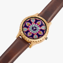 Load image into Gallery viewer, Ti Amo I love you - Exclusive Brand - Dotted Leaf Pattern - Womens Designer Italian Olive Wood Watch - Leather Strap
