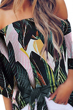 Load image into Gallery viewer, Tied Printed Off-Shoulder Half Sleeve Blouse
