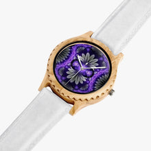 Load image into Gallery viewer, Ti Amo I love you - Exclusive Brand - Purple &amp; Grey Floral Pattern - Womens Designer Italian Olive Wood Watch - Leather Strap
